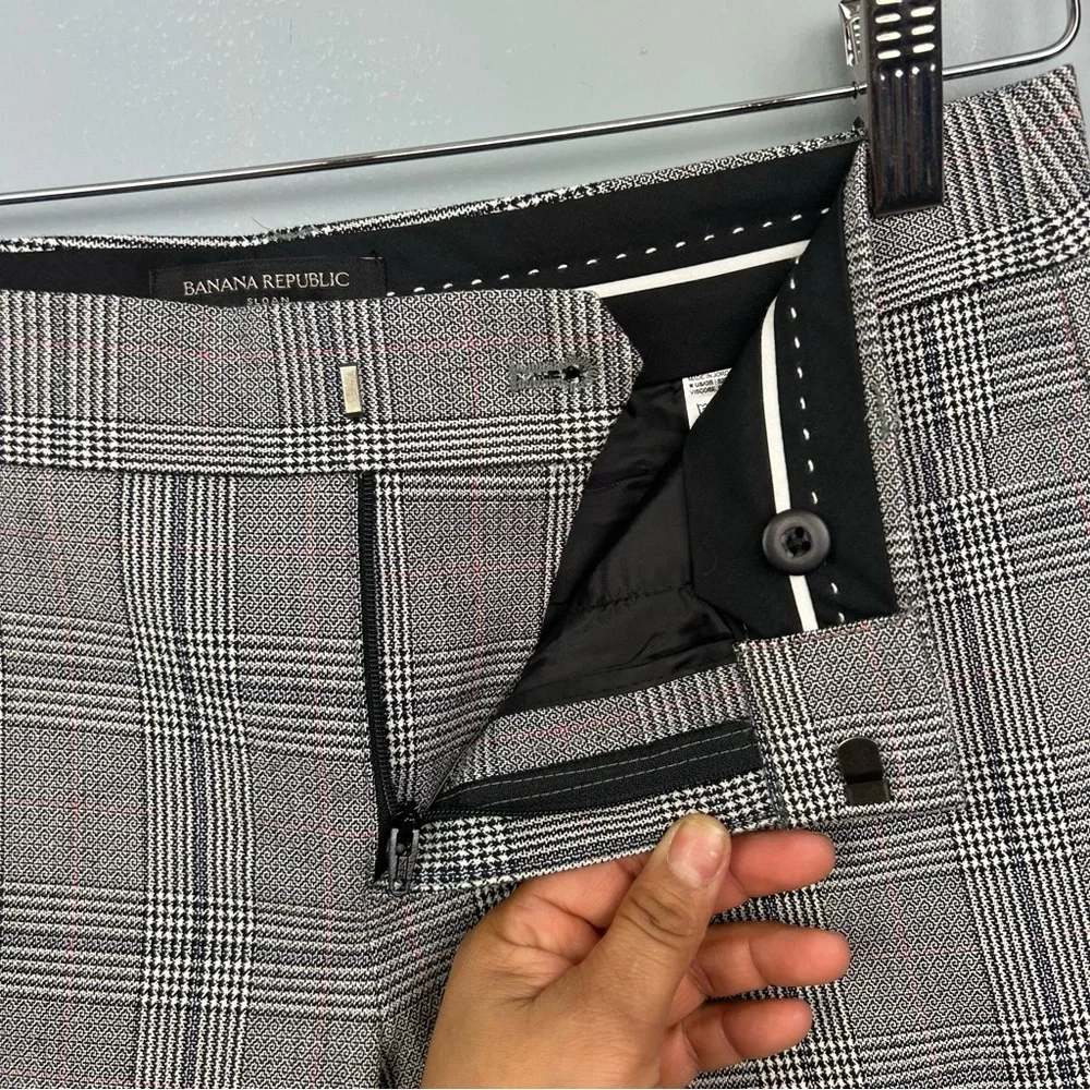 Banana republic Sloan plaid slim ankle pants size 2 mid rise multicolor - Picture 6 of 13